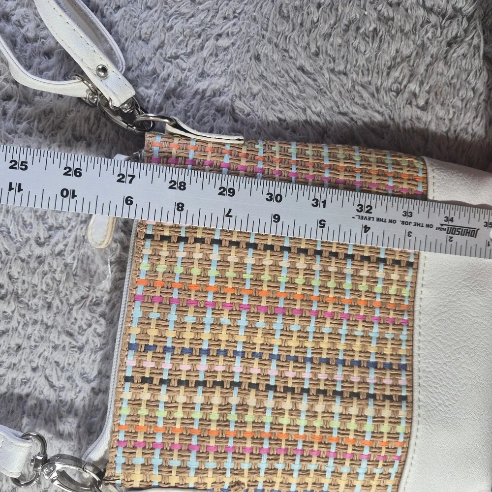 Stone &‎ Co 69714 Womens White Multi Woven Paper Straw Crossbody Bag Purse NWOT